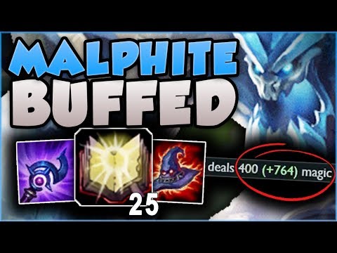NEW MALPHITE BUFFS ARE SO OP! OVER 1100 DAMAGE ULTS?? MALPHITE TOP GAMEPLAY! - League of Legends