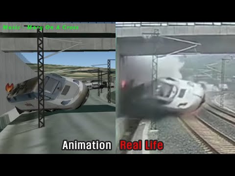 Santiago de Compostela derailment -  Animation vs Real Life