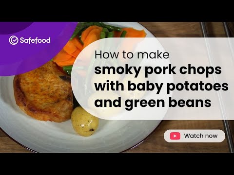 Smoky pork chops with baby potatoes and green beans
