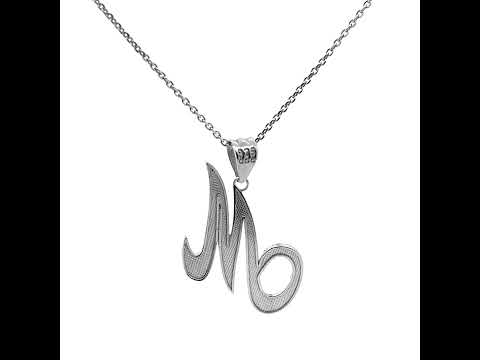 Sterling Silver Cubic Zirconia Initial M Letter Pendant in White | Prouds