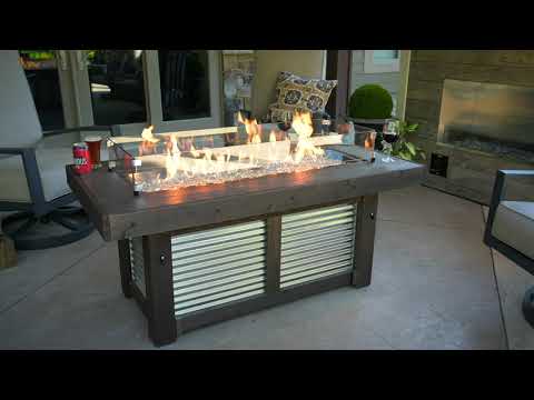 The Outdoor GreatRoom Company Denali Brew 56-Inch Linear Gas Fire Pit Table Overview Video