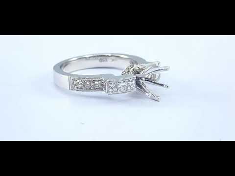 .55 ct DIAMOND princess semi mount solitaire engagement ring 18k W gold