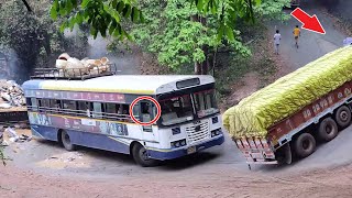 APSRTC Bus Driver Taking Risk With Passengers On Dangerous Hairpin Bend Bus Driving | Bus Market