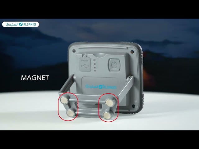 كشاف مخيمات قابل للشحن 1000 لومن- إضاءة قوية بثلاث مستويات، سهل الحمل والتنقل، يثبت بسهولة على الأسطح المعدنية،ضمان سنتان