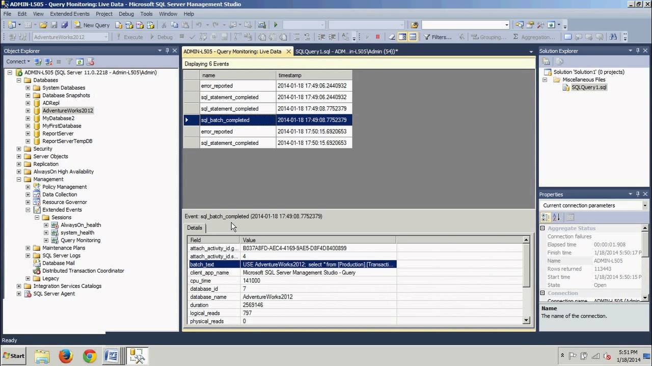 SQL Server 2012 tutorial 92: Using Extended Events.