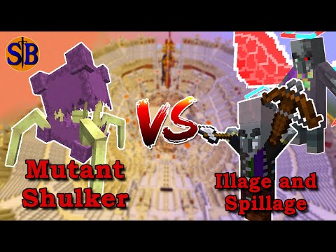 Mutant shulker (Mutant more 1.19.2) vs Illage and Spillage bosses | Minecraft Mob Battle