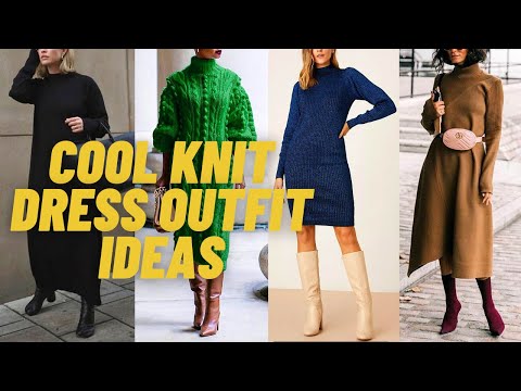 Cool Knit Dress Outfit Ideas for Winter. How to Wear...