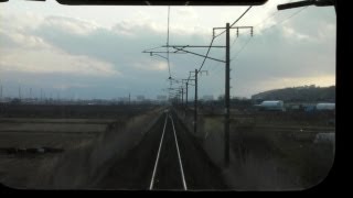 preview picture of video 'JR信越本線・前面展望 豊野駅から三才駅(春を待つ沿線・長野) Train front view'