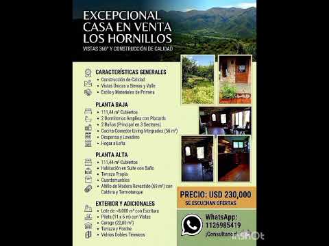 Casa a la venta en Los Hornillos Córdoba, vistas al Cerro Champaquí.Excelente construcción.
