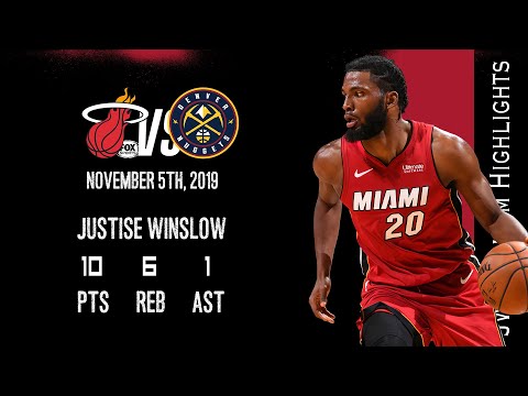 2019.11.05 Heat vs Nuggets Justise Winslow Highlights, 10 Pts, Unfortunate concussion