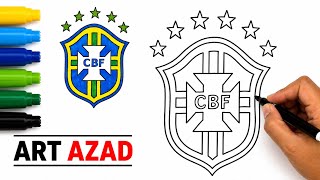 Drawing the Brazil Football Logo with Color Pens! 🇧🇷🎨 | Art Azad
