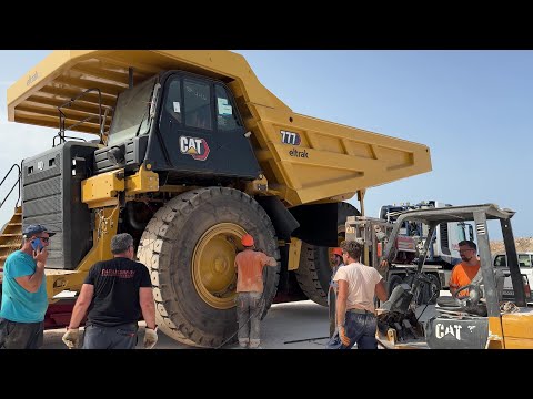 Transporting And Delivering Two Brand New Caterpillar 777 Dumpers To Papaioannou Group - 4K