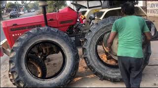 ट्रैक्टर के पीछे वाले टायर एक दूसरे से बदल दिए ।@Khubbersaab