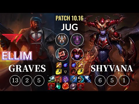 T1 Ellim Graves vs Shyvana Jungle - KR Patch 10.16