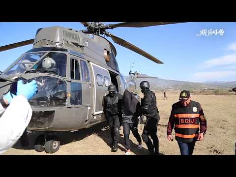 لحظة نقل أعضاء الخلية الإرهابية إلى مكان القاعدة المفككة في قلب جبال وزان