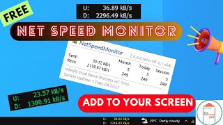 How to Add an Internet Speed Meter  on Taskbar | Net Speed Monitor