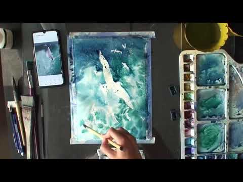 Seagulls watercolor