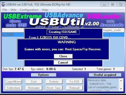 USBUtil v2.00 - PS2 -Problem game with errors ....