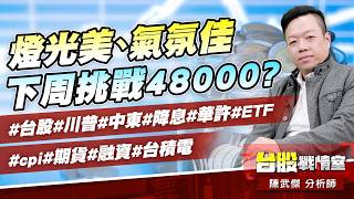 燈光美、氣氛佳…下周挑戰48000?#台股#川普#中東#降息#華許#ETF #cpi#期貨#融資#台積電｜小武哥投資事務所｜陳武傑 (圖)