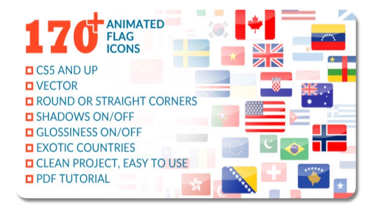 Animated World Flag Icons | After Effects Template