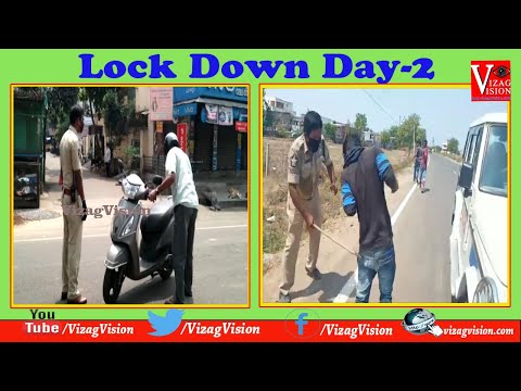 లాక్ డౌన్ సందర్భంగా  ట్రాఫిక్ పోలీసులు వాహనదారులను గుంజీలు తీపించారు Vijayawada,Vizagvision...