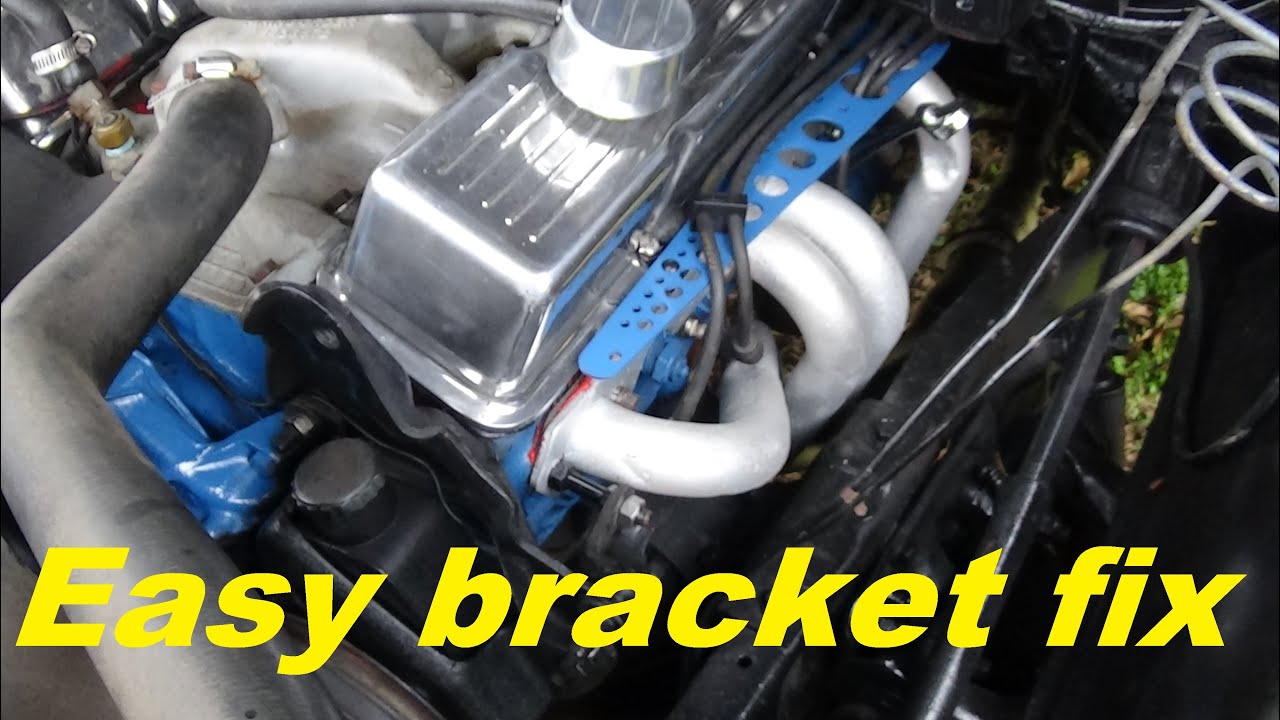 Watch video Small block chevy power steering bracket to header tips Now Small block chevy power steering bracket to header tips