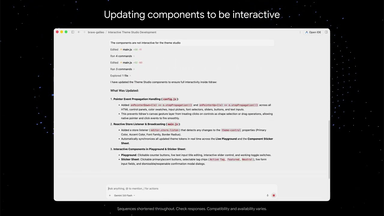 Built interactive canvas experiences via external tools with Antigravity 2.0 using 3.6 Flash
