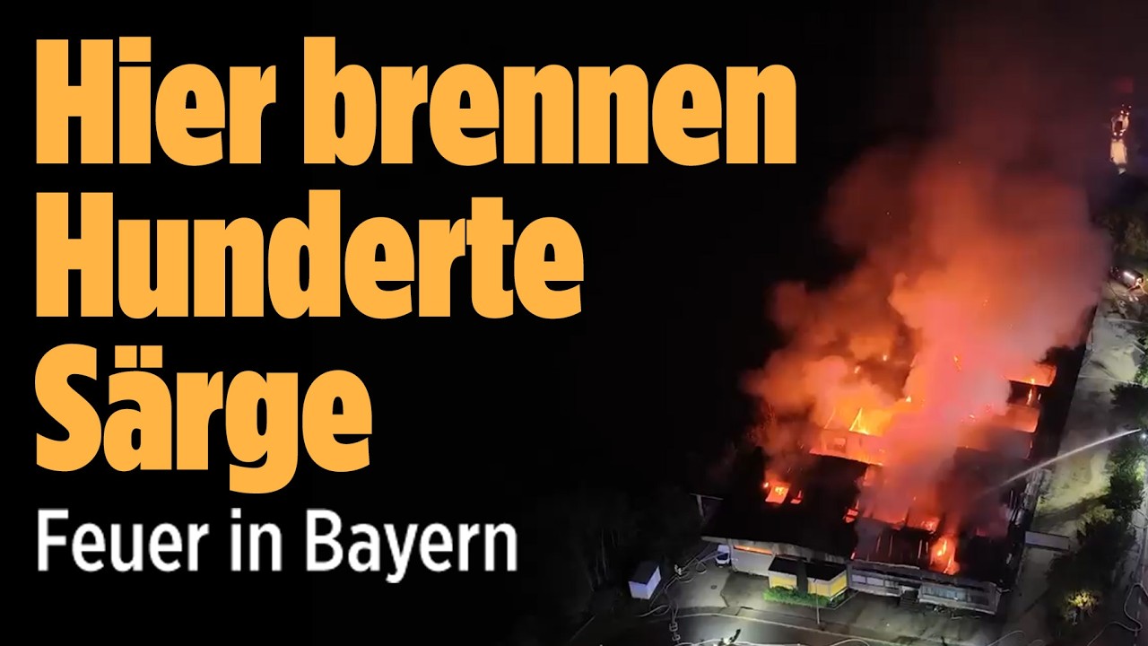 Inferno in Bayern: Lagerhalle mit Särgen steht in Flammen! Fünf Verletzte bei Feuerwehr-Großeinsatz