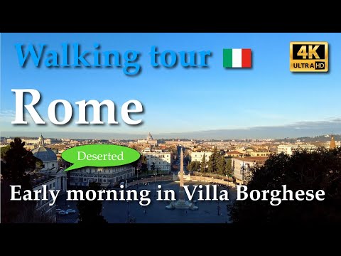 Rome | Early deserted morning in *Villa Borghese*, Italy【Walking Tour】4K