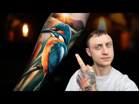Tattooing a Photorealistic Kingfisher