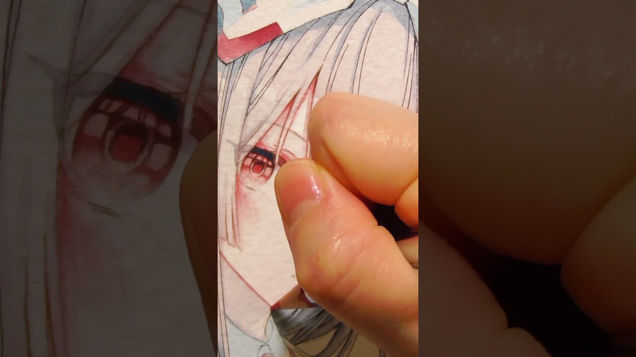 イラスト仕上げ #イラスト #アナログイラスト　東方Project　藤原妹紅 #drawing #水彩イラスト