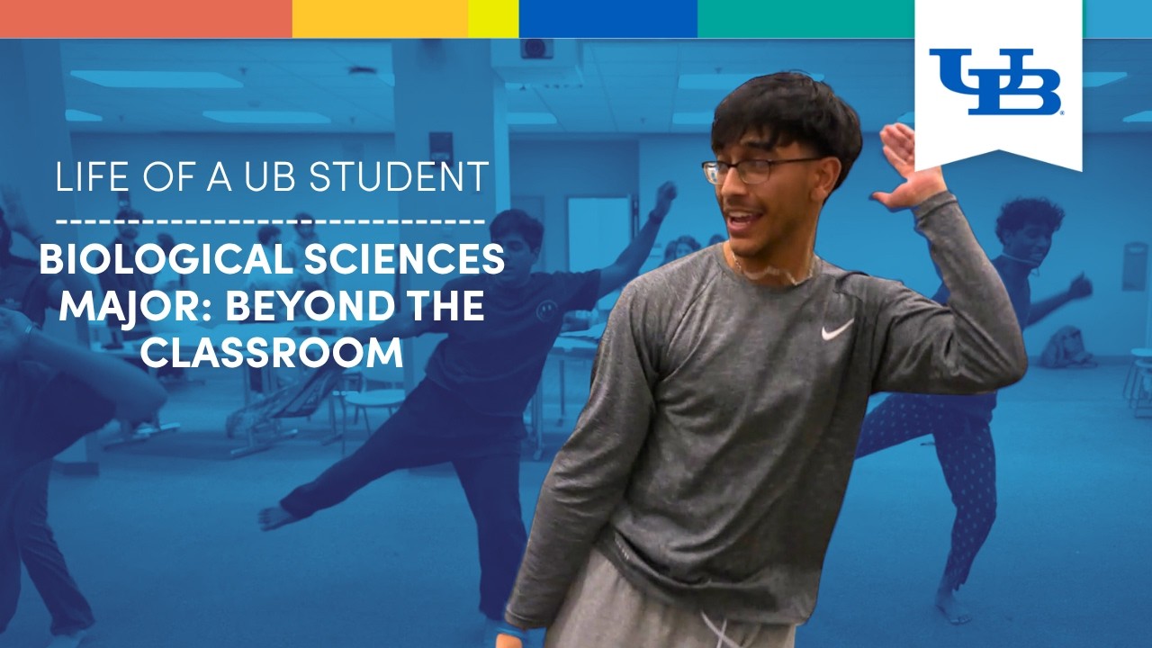 Screenshot of the "Life of a Biological Sciences Major, Beyond the Classroom | University at Buffalo" video from YouTube.