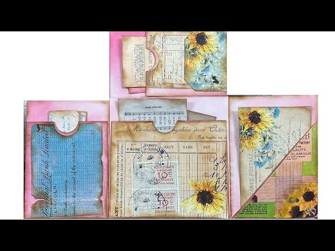 🌻FIVE POCKETS OUT OF ONE 12X12 SHEET OF PAPER junk journal ephemera@SCRAPBOOKINGWITHMECRAFTS