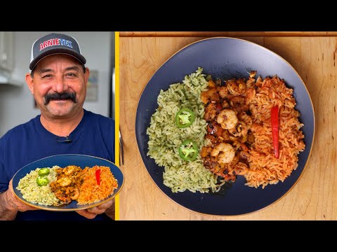 Mexican Rice with Salsa Matcha Shrimp