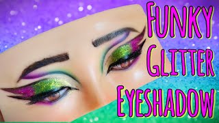 Funky Eye Makeup Tutorial | Glittery Wing Eyeshadow #easyeyemakeup #makeuptutorial #wingeyeliner