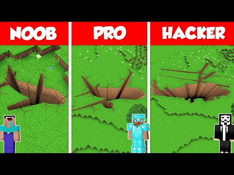 SECRET TUNNEL PIT BASE HOUSE BUILD CHALLENGE - NOOB vs PRO vs HACKER / Minecraft Battle Animation