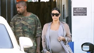 Pregnant Kim Kardashian Sexy In Nude Ensemble With Kanye At The Studio