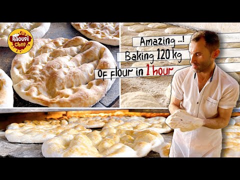 baking barbari bread in the bakery ♧ Cooking Barbari Bread ♧ Baking 120 kilos of flour in 1 hour