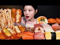 SUB 칼칼한 김치치즈 돈까스나베에 최애 초밥 먹방 참치뱃살 간장새우 대왕�