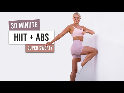 30 MIN TABATA HIIT + AB WORKOUT - No Equipment, Full Body, No Repeat