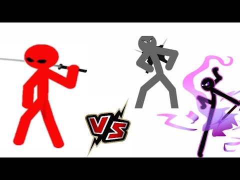 stickman battle#1 - Red VS Gray & Purple