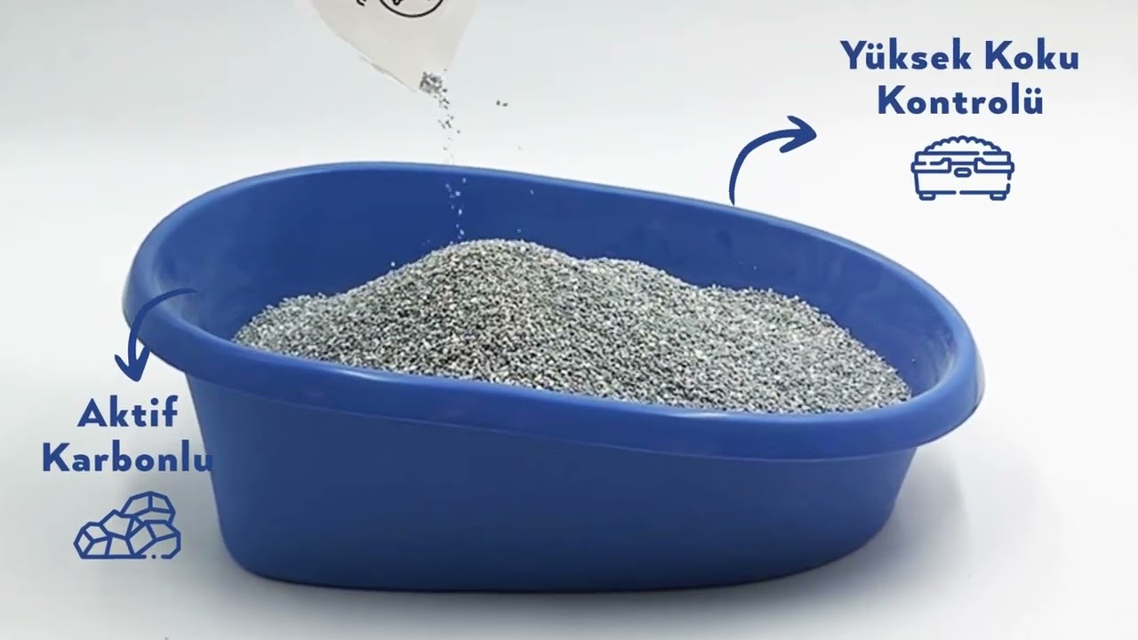 Petlebi Aktif Karbonlu Parfümsüz İnce Taneli Topaklanan Bentonit Kedi Kumu 10lt tanıtım video görseli