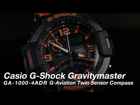 Casio G-Shock Gravitymaster GA-1000-4ADR G-Aviation Twin Sensor Digital Compass Orange Resin Band-2