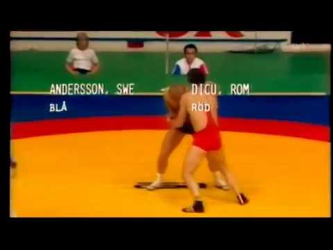 1977 Greco Roman W.C. wrestling, gold medal match, Frank Andersson Sweden vs.  Petre Dicu Romania