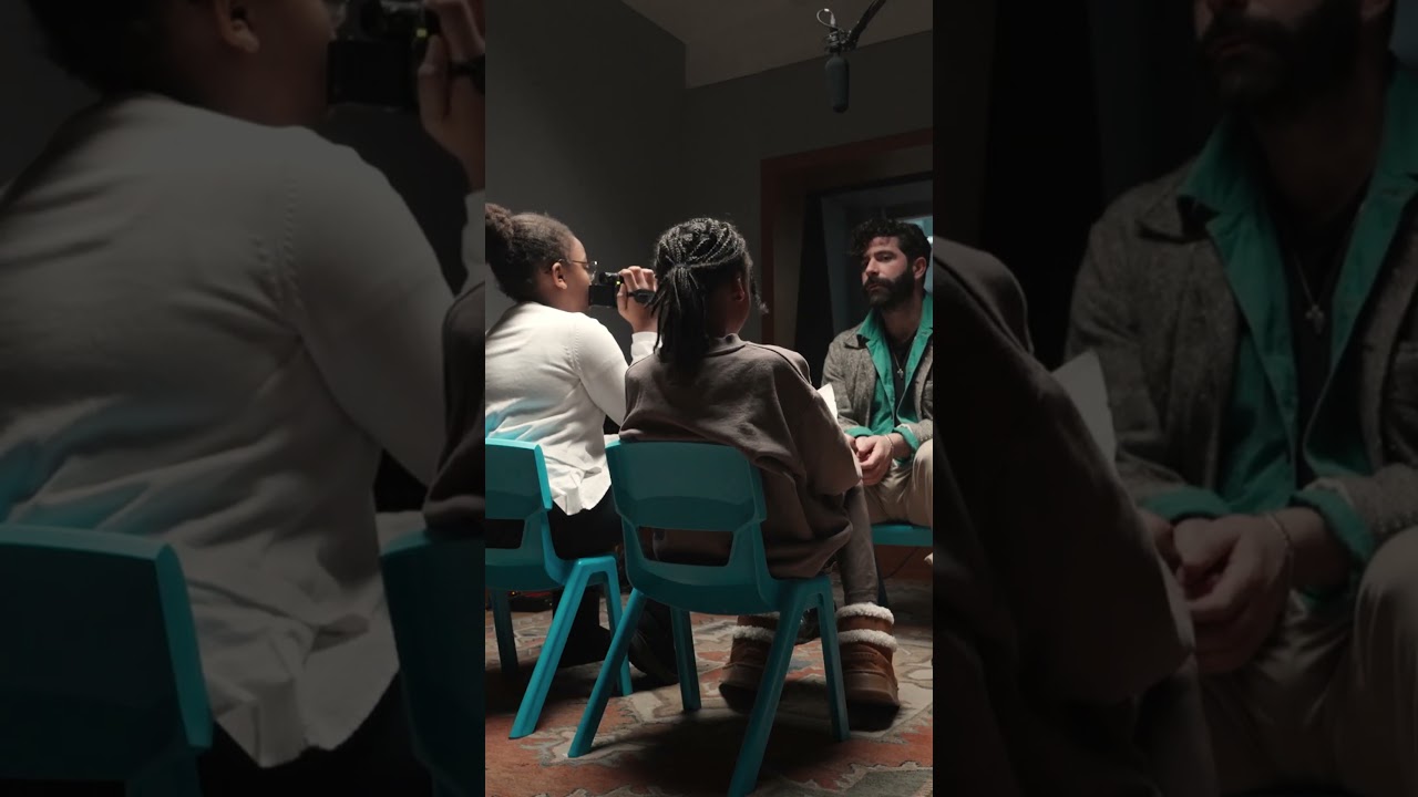 Foals filmed by children at Abbey Road Studios recording 'When the War is Finally Done'.