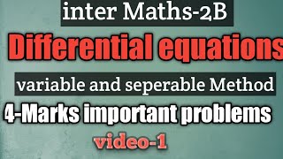 inter maths-2B//Differential equations //4-Marks important problems