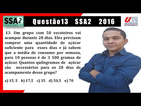 Questão 13 de Matemática SSA2 2016 | Regra de três