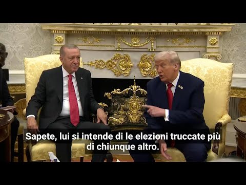 Trump points to Erdogan and says, "He knows more about rigged elections than anyone else."