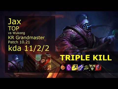 Jax vs Wukong Top - KR Grandmaster 11/2/2 Patch 10.21 Gameplay // [롤] 잭스 vs 오공 탑