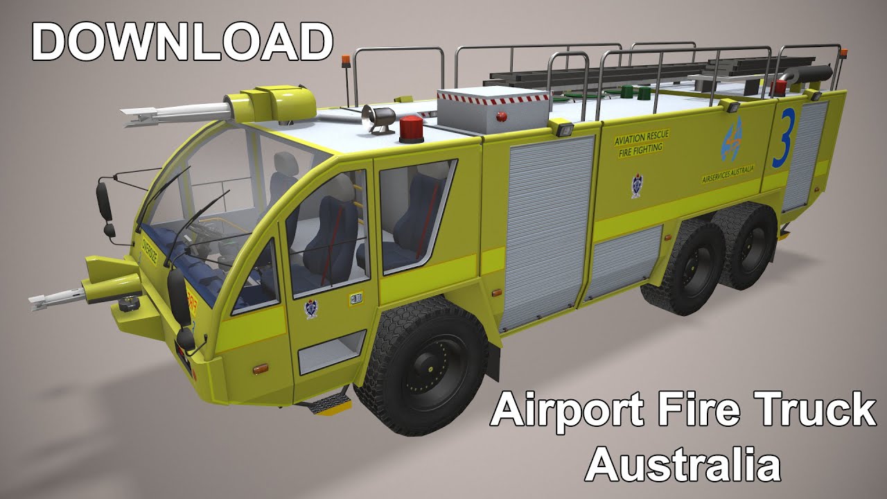 Caminh&atilde;o de bombeiros do aeroporto Austr&aacute;lia --389-- Modelo 3D